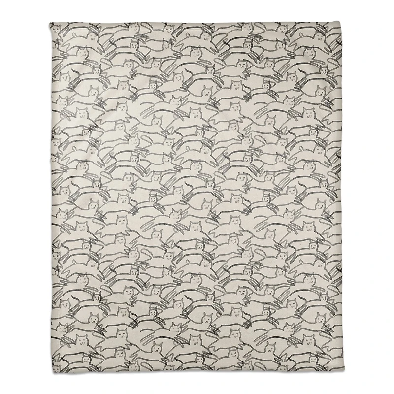 Leaping Cat Pattern II 50" x 60" Coral Fleece Blanket