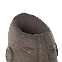 17" Textured Brown Woman Head Planter