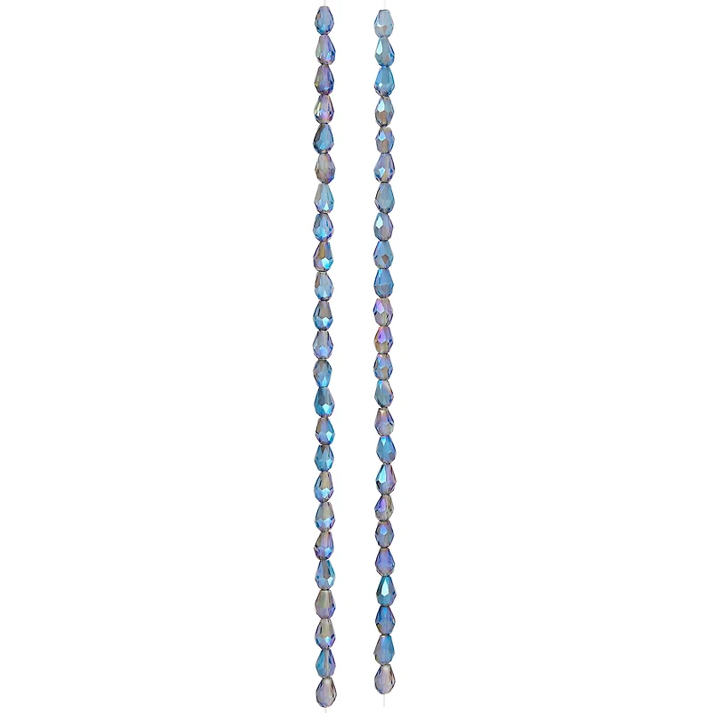 12 Pack: Blue Lustrous Teardrop Glass Beads, 6mm by Bead Landing™
