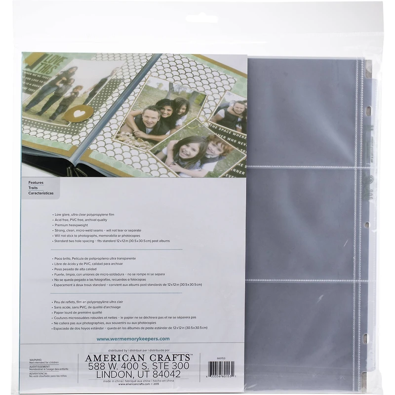 We R Memory Keepers® 12" x 12" Post Photo Sleeves with 4" x 6" Pockets, 10ct.