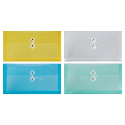 JAM Paper 5.25" x 10" Assorted Plastic Button String Booklet Envelopes, 24ct.