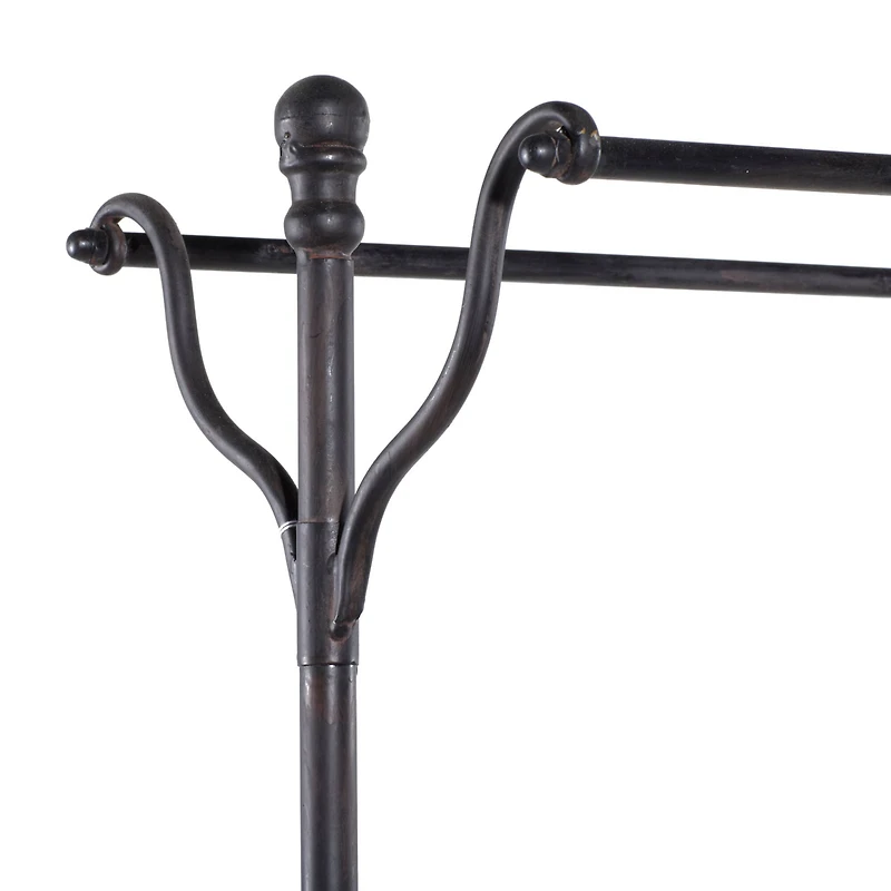 72" Black Metal & Wood Industrial Coat Rack