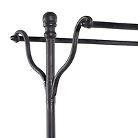 72" Black Metal & Wood Industrial Coat Rack