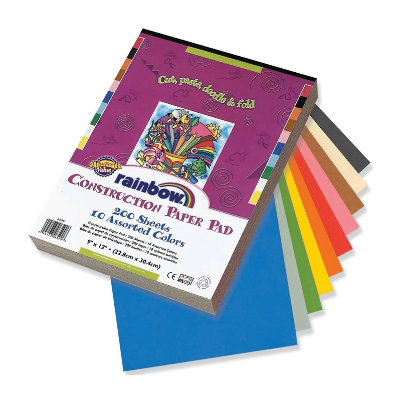 Pacon® Rainbow® 9" x 12" Assorted Construction Paper Pad