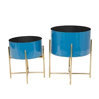 Blue Modern Planter, Set of 2" 15", 12"