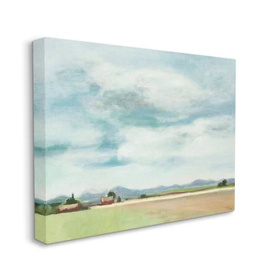 Stupell Industries Red Barn Farm Landscape Soft Blue Sky Canvas Wall Art
