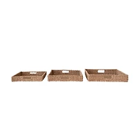 Hello Honey® Natural Decorative Hand-Woven Bankuan Trays with Handles