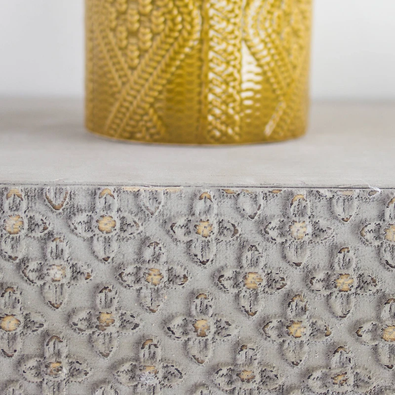 36" Greywashed Rustic Embossed Wood Floating Wall Shelf