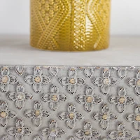 36" Greywashed Rustic Embossed Wood Floating Wall Shelf