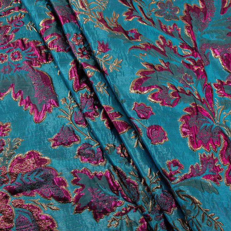 Cosplay by Yaya Han Teal 3D Floral Brocade Fabric