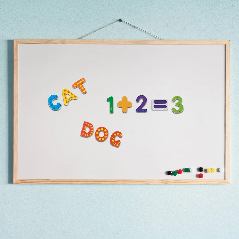 Toy Time Math & Alphabet Wooden Refrigerator Magnets Set