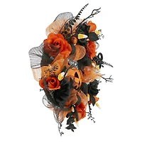 24" Orange & Black Jack-o'-Lantern & Roses Wreath by Ashland®
