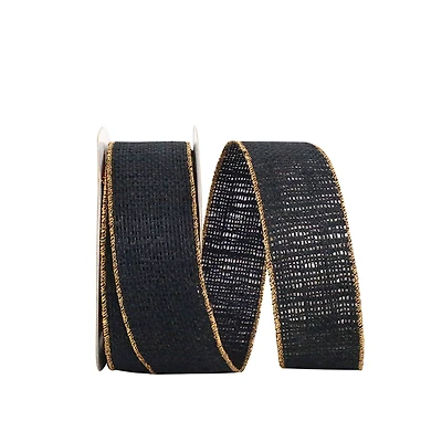 JAM Paper 1.375" x 10yd. Burlap Wired Gold Edge Ribbon