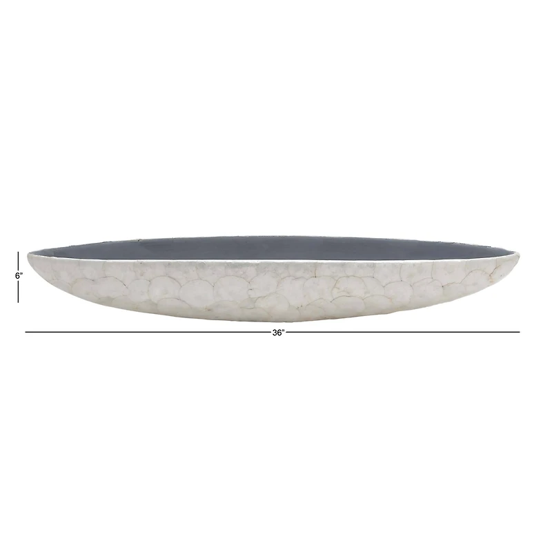 36'' White Resin & Shell Coastal Decorative Bowl