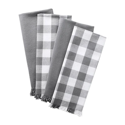 DII® Gray Heavyweight Fringed Dishtowel Set