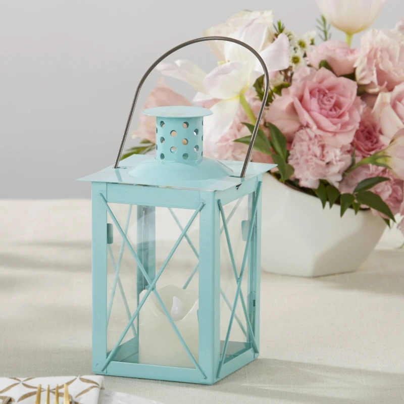Kate Aspen® Medium Luminous Blue Lantern Tea Light Holder