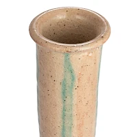 Hello Honey® 14" Blue & Maroon Hand-Painted Crackle Glaze Terra Cotta Vase with Tall Neck