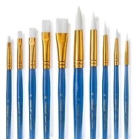 White Synthetic Acrylic Round & Flat 10 Piece Brush Combo By Artist's Loft® Necessities™