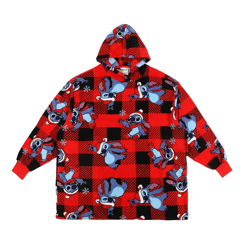 Disney® Stitch Christmas Red & Black Buffalo Plaid Oversized Hoodie