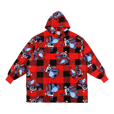 Disney® Stitch Christmas Red & Black Buffalo Plaid Oversized Hoodie