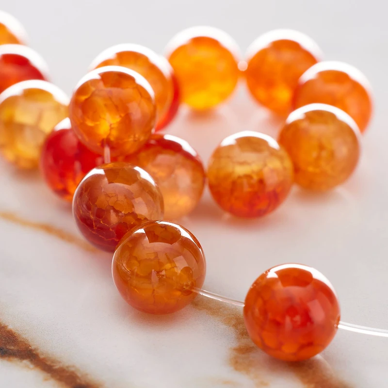 Amber Dyed Fire Agate Round Beads, 10mm by Bead Landing™