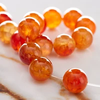 Amber Dyed Fire Agate Round Beads, 10mm by Bead Landing™