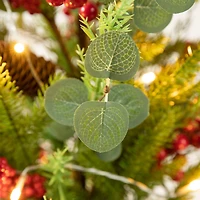 3ft. Pre-Lit Pine Needle & Eucalyptus Leaf Artificial Urn Christmas Porch Tree, Warm White LED Lights