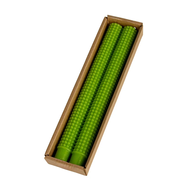 Hello Honey® 10" Green Unscented Hobnail Taper Candles, 2ct.