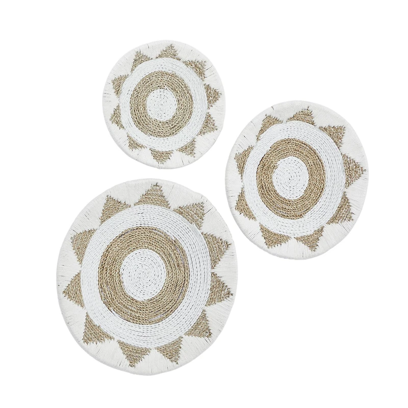 Set of 3 White Cotton Coastal Style Wall Decor 24", 20", 16"