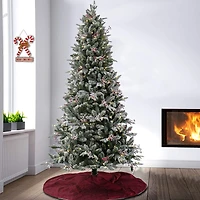 7.5 ft. Pre-Lit Feel Real® Snowy Poechmann Fir Artificial Cristmas Tree, Warm White LED Lights