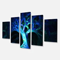 Designart - Magical Blue Psychedelic Tree - Contemporary Canvas Art Print