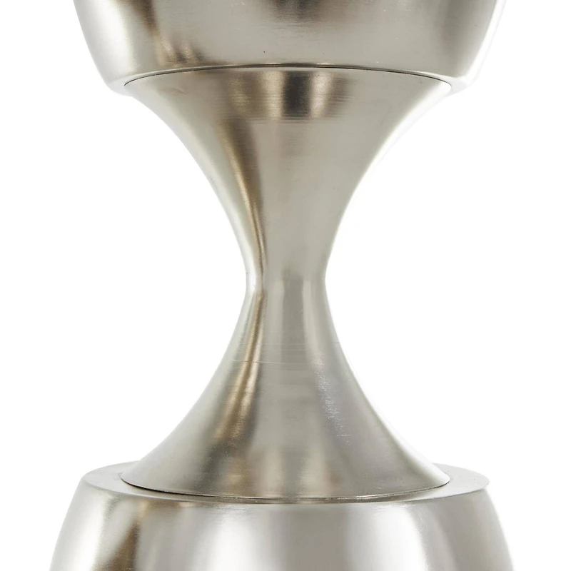 Silver Hourglass Shaped Metal Planter Set with Elevated Base