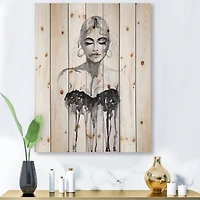 Designart - Monochrome Portrait of Woman Wearing Evening Dress