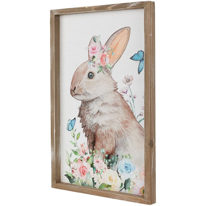 Easter Bunny with Flowers Framed Wall Décor