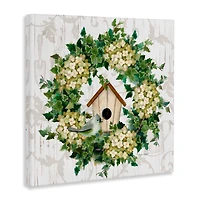 Stupell Industries Spring Birdhouse Wreath Canvas Wall Art