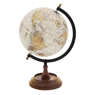 14" Brown Mango Wood Traditional Globe