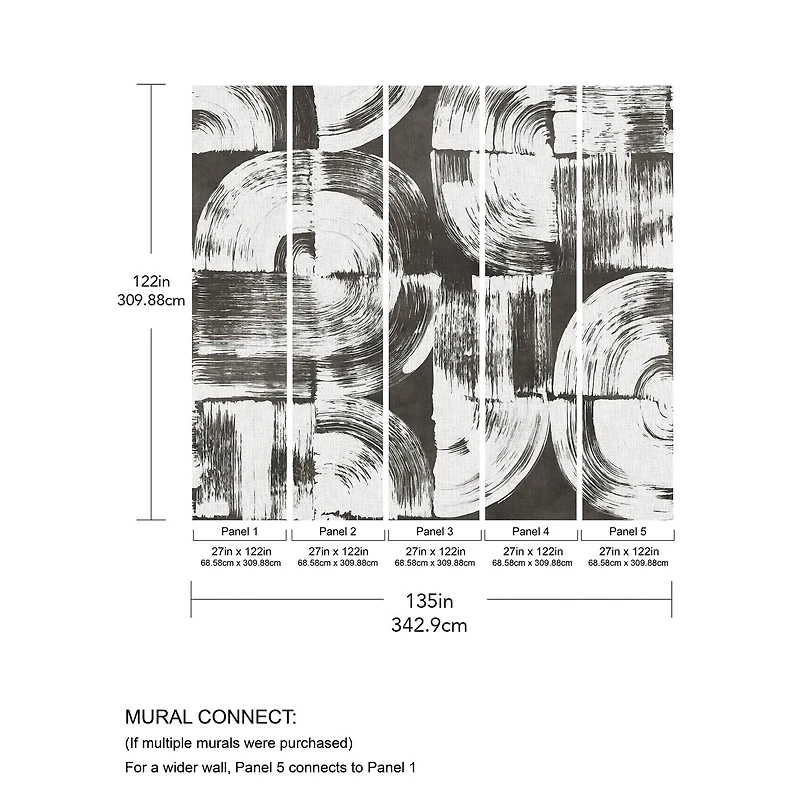 Katie Hunt Charcoal Gray Brushstrokes Wall Mural