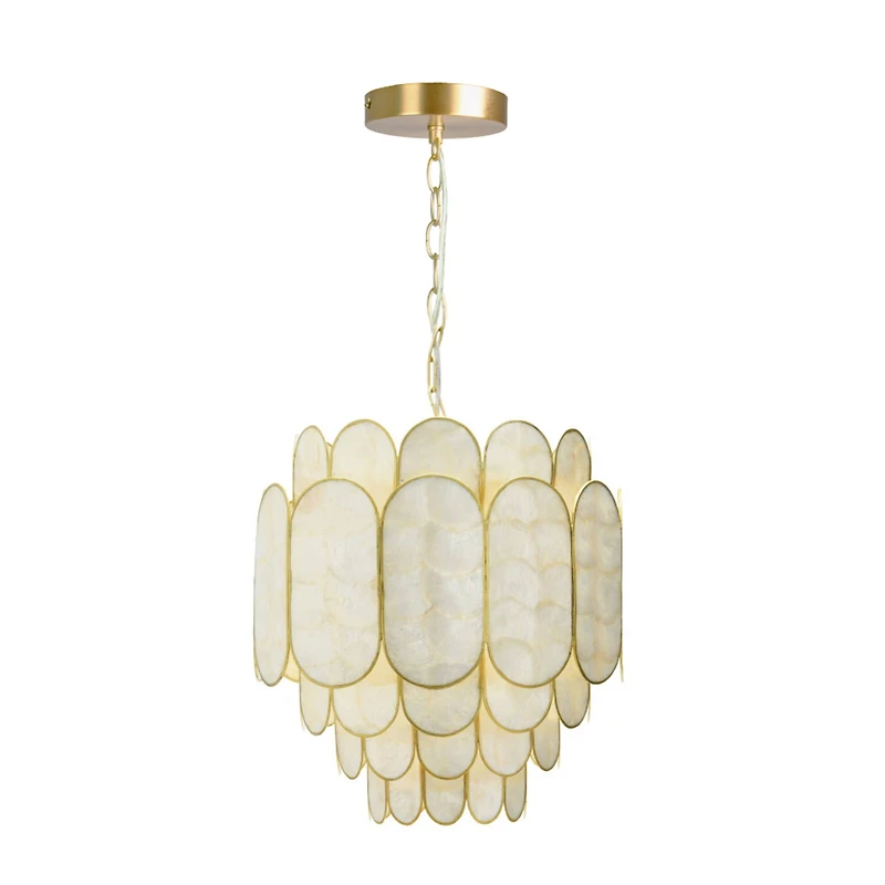 Hello Honey® 17.5" 4-Tier Capiz and Metal Chandelier