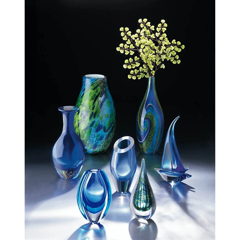 8.5" Azure Blue Art Glass Vase