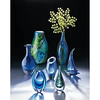 8.5" Azure Blue Art Glass Vase