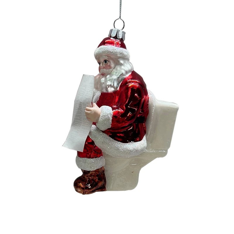 5.25" Santa on Toilet Glass Ornament by Ashland®