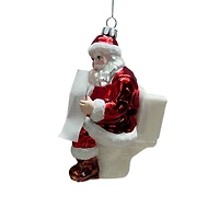 5.25" Santa on Toilet Glass Ornament by Ashland®