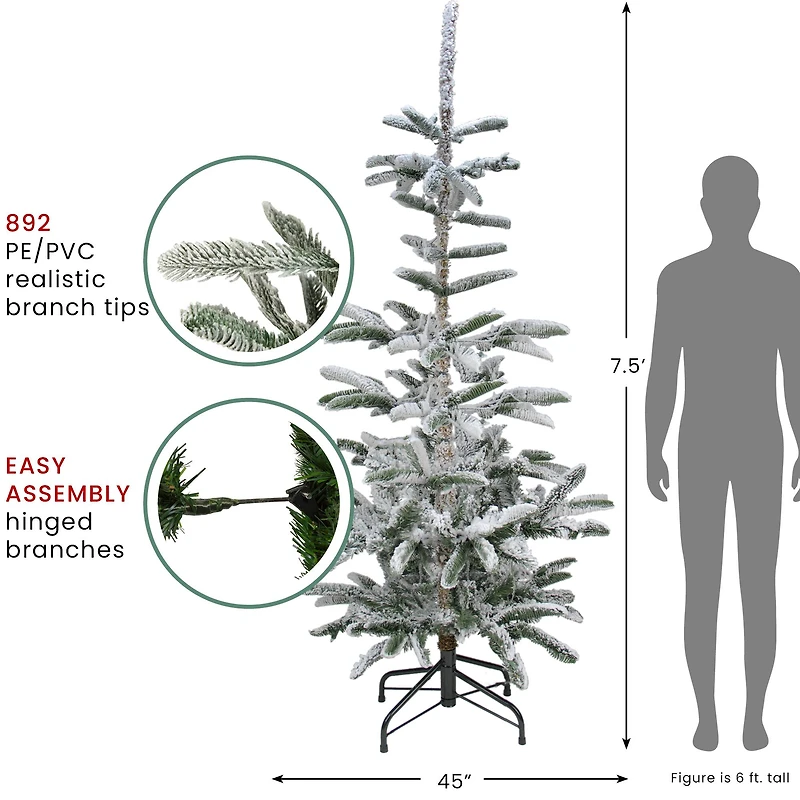 7.5ft Unlit Real Touch™️ Flocked Nordmann Fir Artificial Christmas Tree