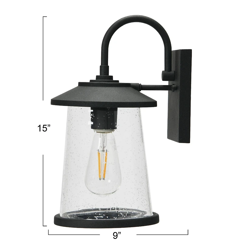 Hello Honey® Robert Stevenson Lighting Hudson 14.5" Distressed Zinc Metal & Seedy Glass Outdoor Light