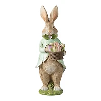 Glitzhome® 15.75" Easter Resin Bunny Boy with Flowers Table Decor