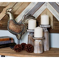 Brown Mango Wood Natural Candle Holder Set