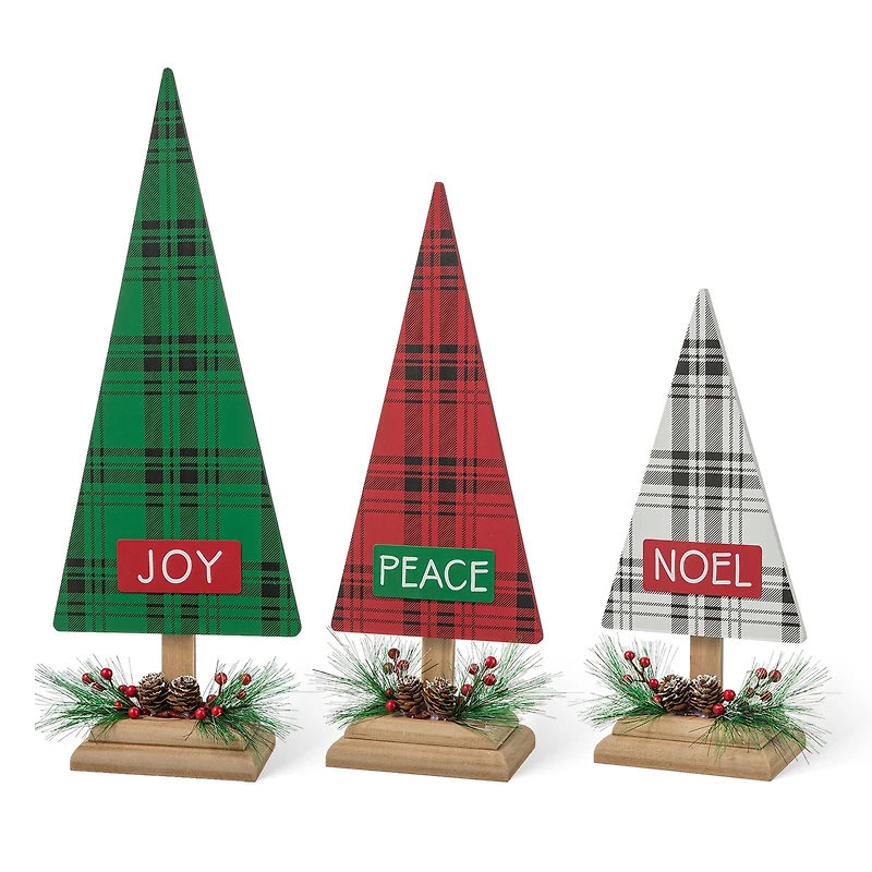 Glitzhome® Christmas Plaid Table Tree Set