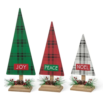 Glitzhome® Christmas Plaid Table Tree Set