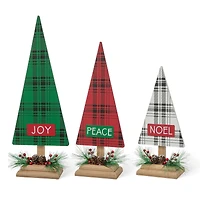Glitzhome® Christmas Plaid Table Tree Set