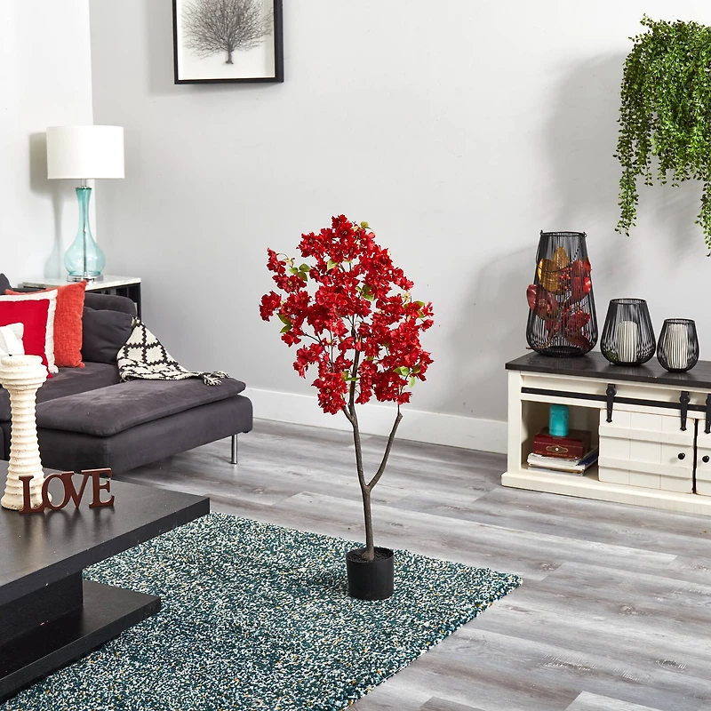 4ft. Potted Red Cherry Blossom Artificial Tree